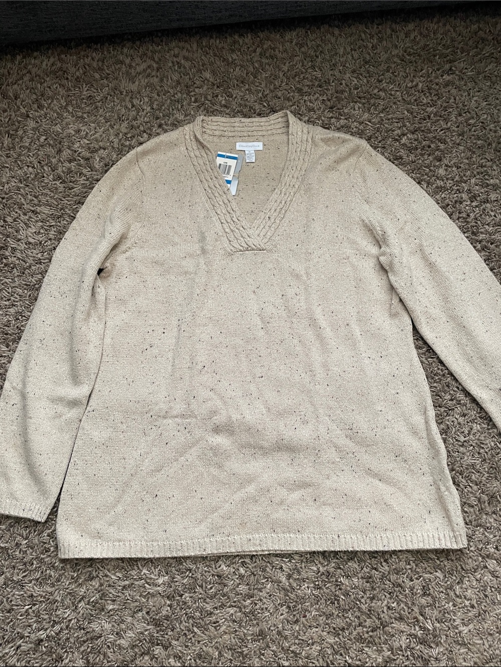 croft & barrow Oatmeal Speckled V-Neck Sweater